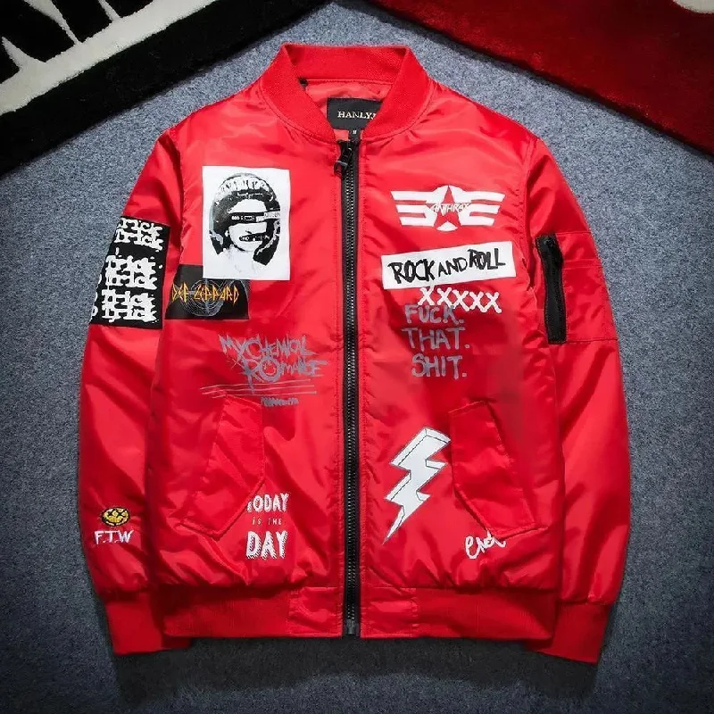 French Style Barracuda Stand Collar Bomber Jacket