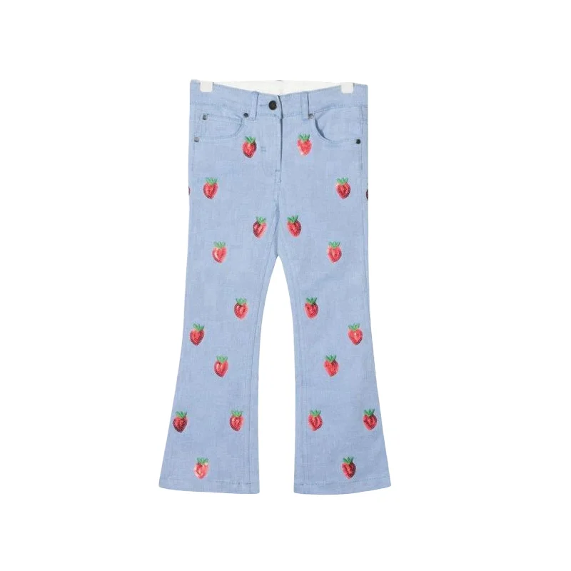 Comfortable Jeans Denim Strawberry Print Jeans