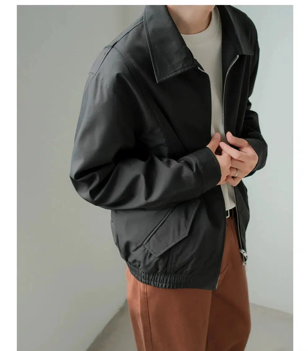 Sports Fashion Black Lightweight Zip Jacket