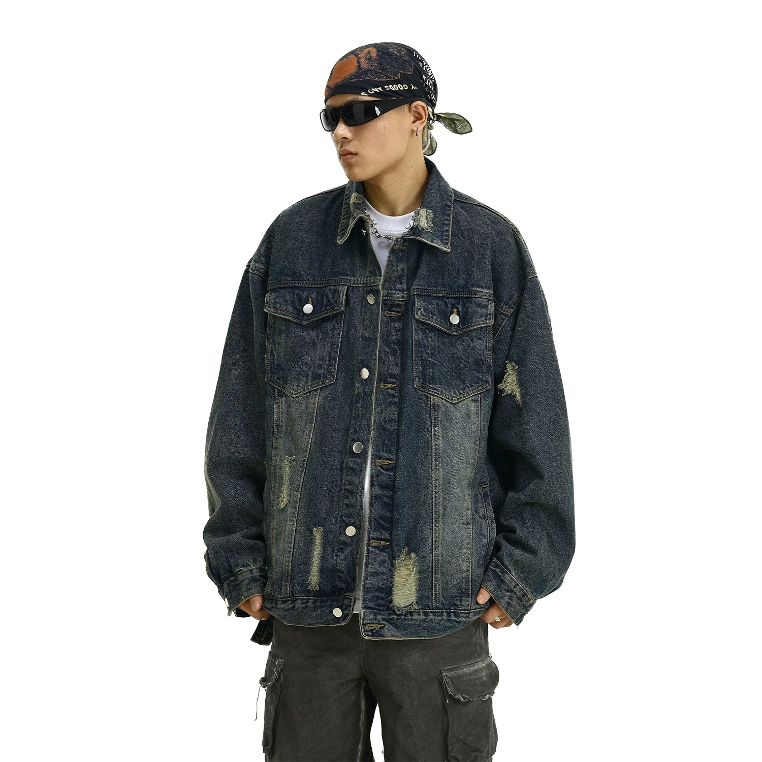 Sweet Style Distressed Button Closure Denim Jacket