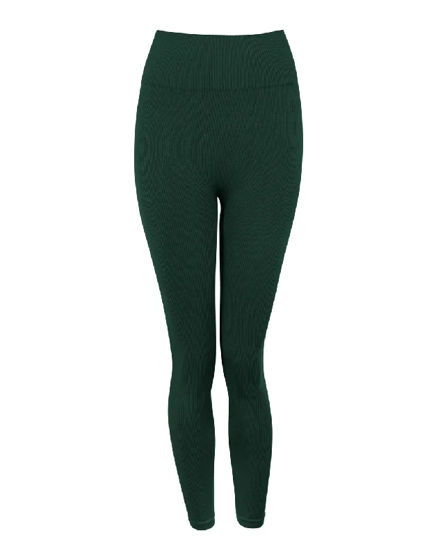 Soft Comfort AWAKEN Ribbed Leggings | Dark Green