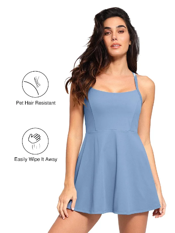Easy-to-Wear Shapewear Pet Hair Resistant Crisscross Back Workout Dress