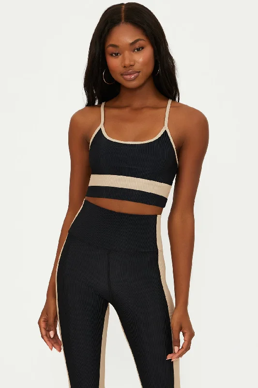 Timeless Outfits Eva Top Black Tan Colorblock