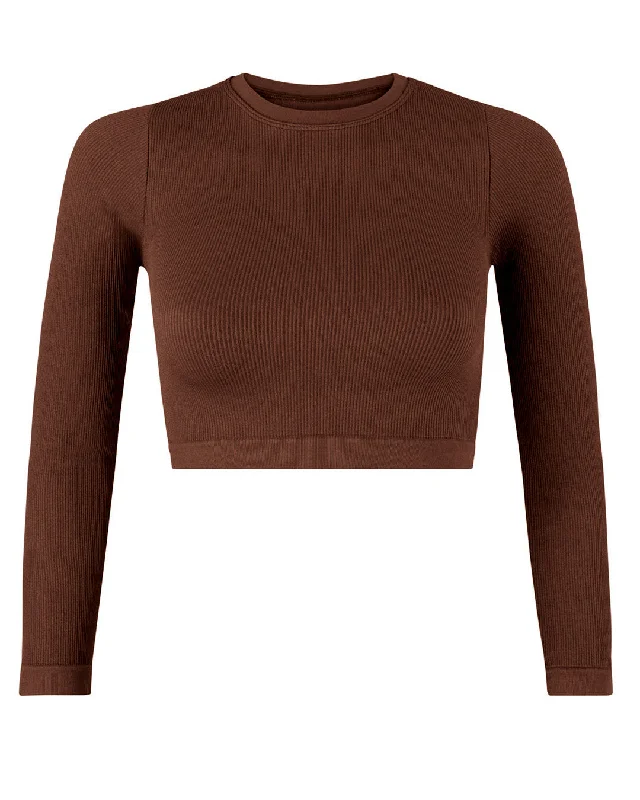 Preview New Products EVOKE Ribbed Long-Sleeve Crop Top | Maroon