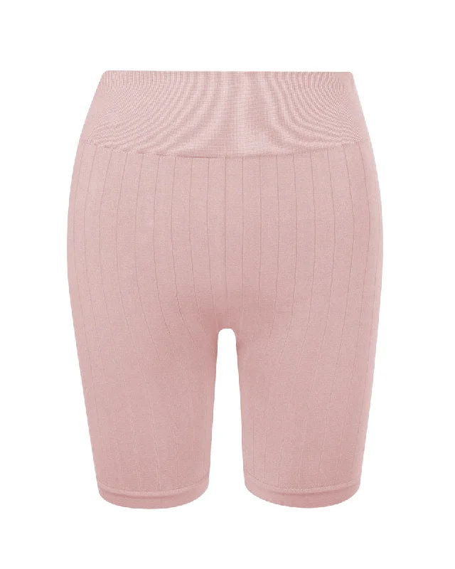 Multifunctional Style FLUID Flat Ribbed Shorts | Blush