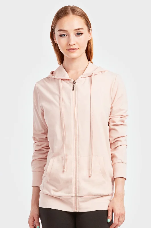 Perfect Tailoring SOFRA LADIES SINGLE JERSEY ZIP-UP HOODIE JACKET (HDC7000_BLUSH)