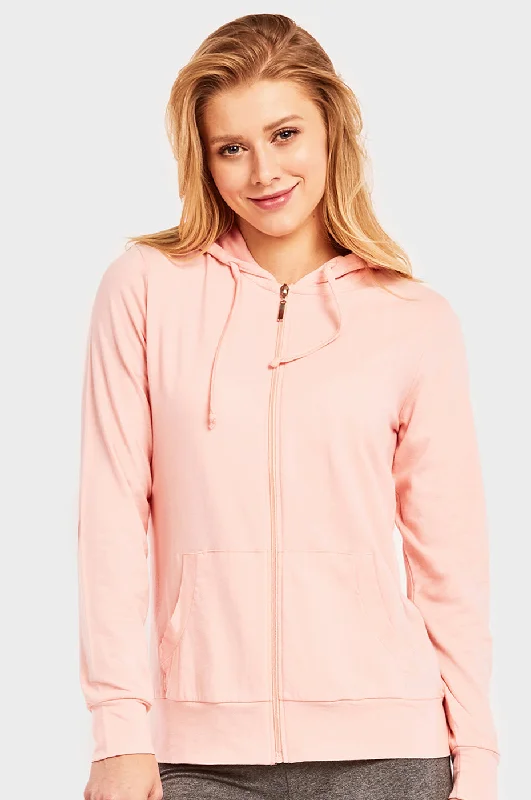 Personalized Series SOFRA LADIES SINGLE JERSEY ZIP-UP HOODIE JACKET (HDC7000_PEACH)