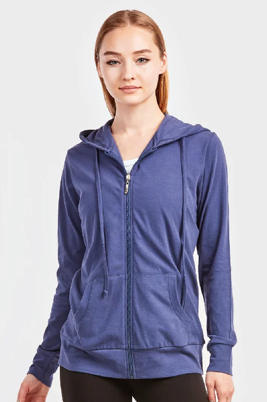 Simple And Comfortable SOFRA LADIES SINGLE JERSEY ZIP-UP HOODIE JACKET (HDC7000A/XA_DENIM) Simple And Comfortable SOFRA LADIES SINGLE JERSEY ZIP-UP HOODIE JACKET (HDC7000A/XA_DENIM)