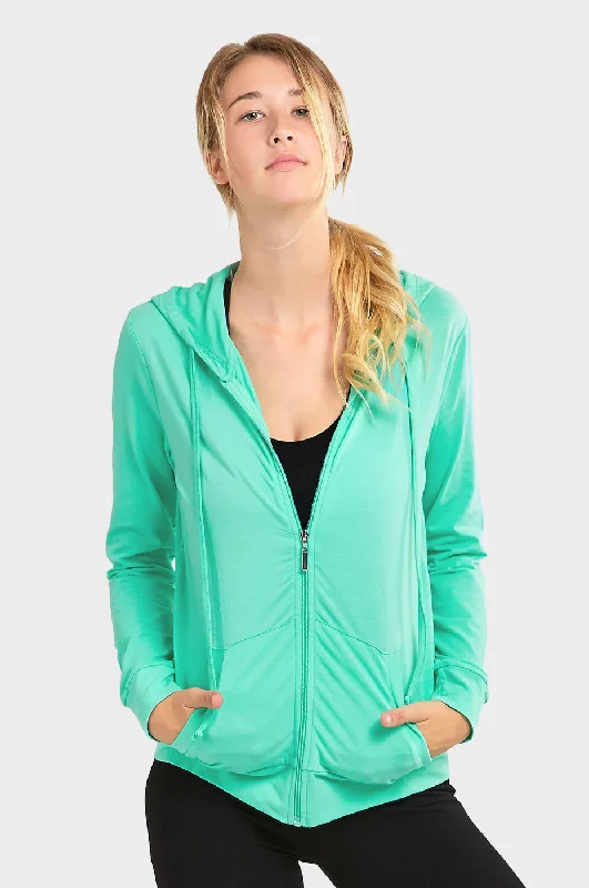 Cute Design SOFRA LADIES SINGLE JERSEY ZIP-UP HOODIE JACKET (HDC7000A_MINT)