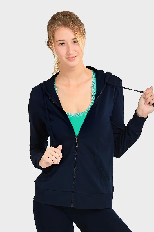 Celebrity Style SOFRA LADIES SINGLE JERSEY ZIP-UP HOODIE JACKET (HDC7000A/XA_NAVY)