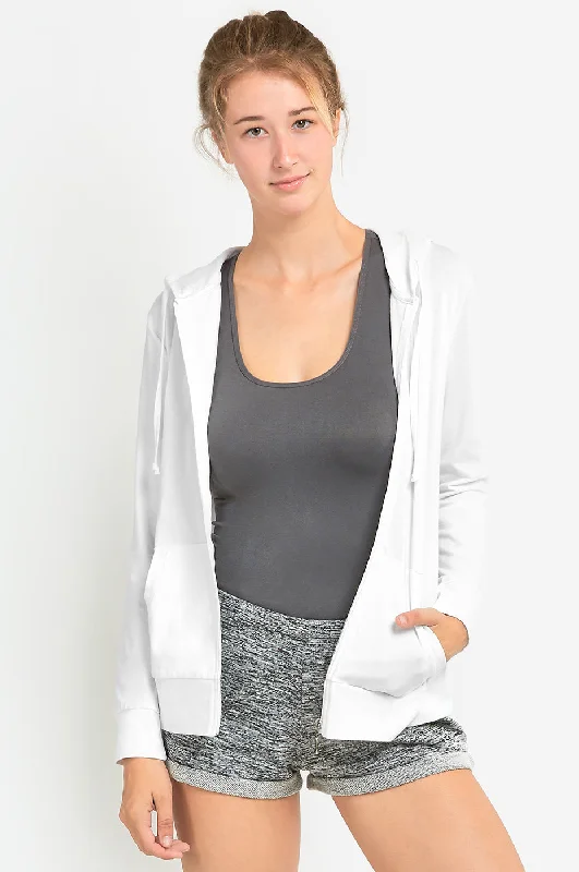 Exquisite Craftsmanship SOFRA LADIES SINGLE JERSEY ZIP-UP HOODIE JACKET (HDC7000A/XA_WHITE)