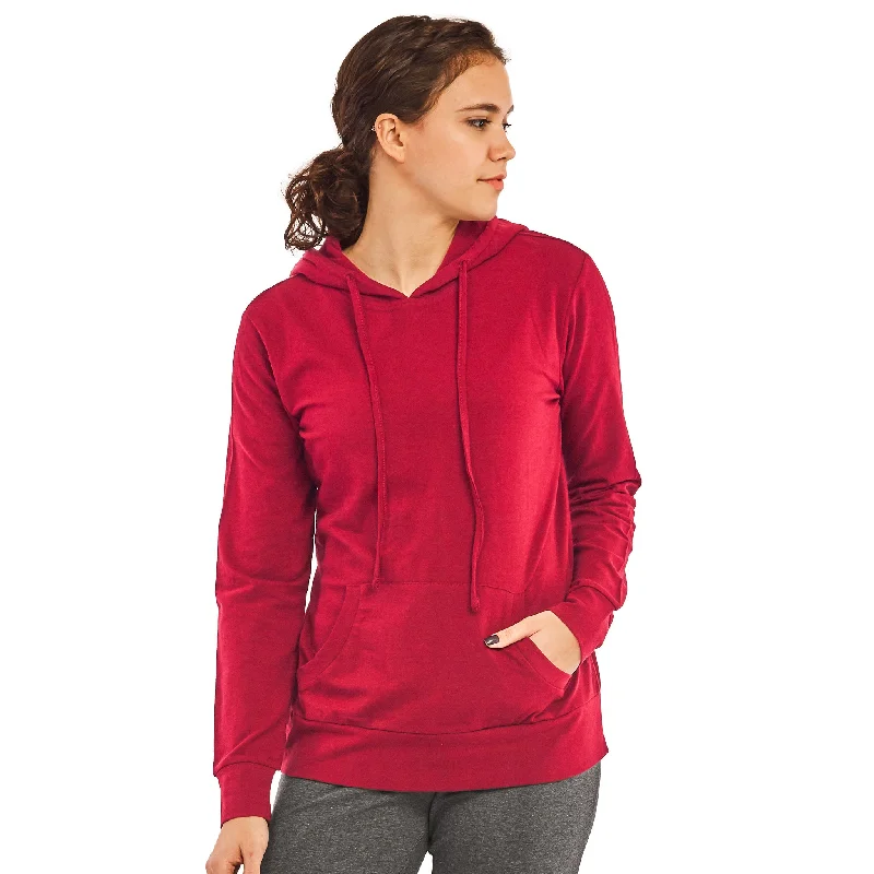 Elegant And Simple SOFRA LADIES SINGLE JERSEY PULLOVER HOODIE (HDC7001A_RED)