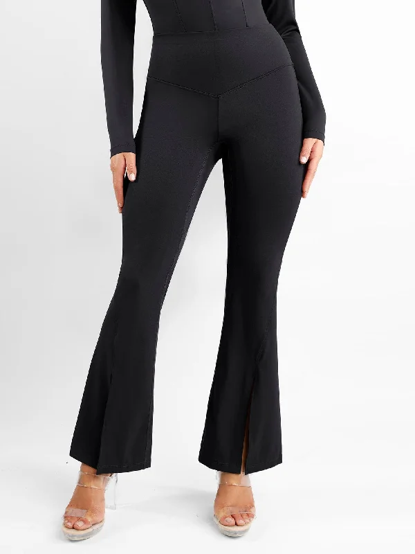 Personal Charm Shapewear High Rise Tummy Control Split Hem Flare Leg Pants