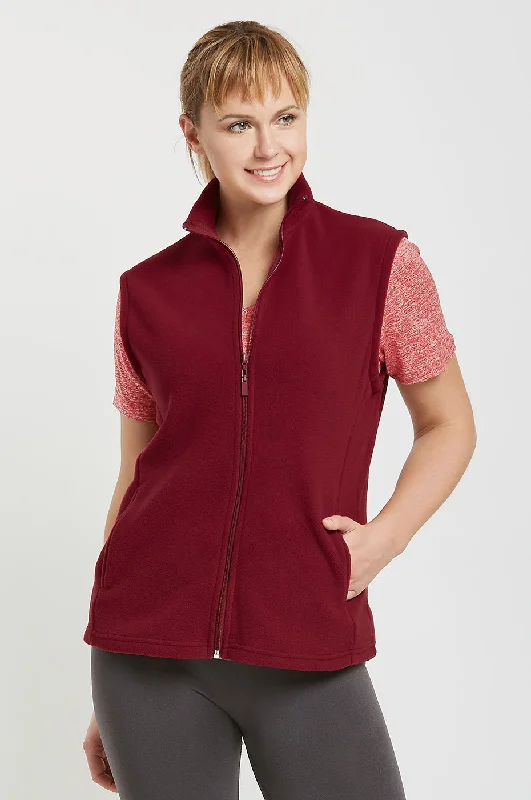 Fashion And Simplicity SOFRA LADIES POLAR FLEECE VEST (LPF100_BURGUNDY_1 pc)