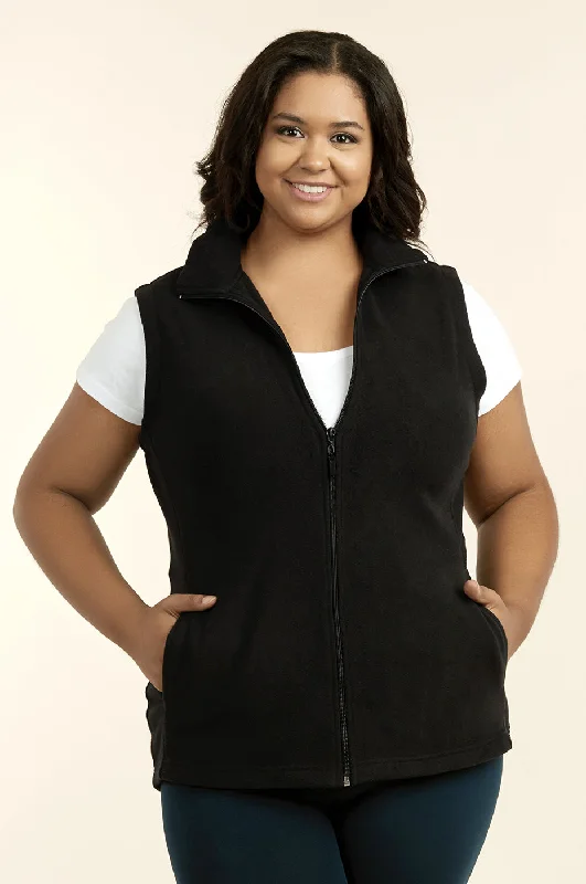 Simple Elegance SOFRA LADIES POLAR FLEECE VEST PLUS SIZE (LPF100X_BLK)