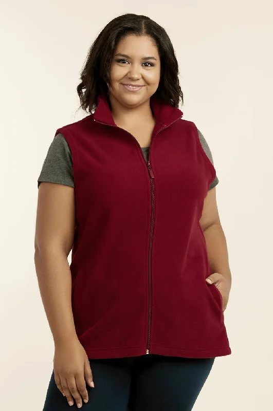 Luxe Comfort SOFRA LADIES POLAR FLEECE VEST PLUS SIZE (LPF100X_BURGUNDY)