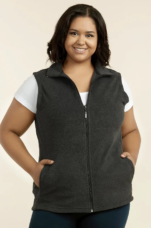 Breezy Style SOFRA LADIES POLAR FLEECE VEST PLUS SIZE (LPF100X_CHARCOAL)