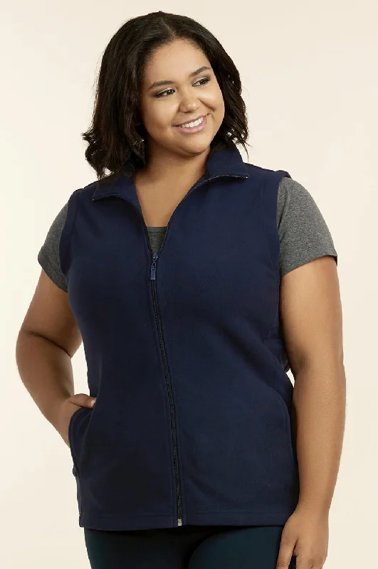 Trendy Casuals SOFRA LADIES POLAR FLEECE VEST PLUS SIZE (LPF100X_NVY)