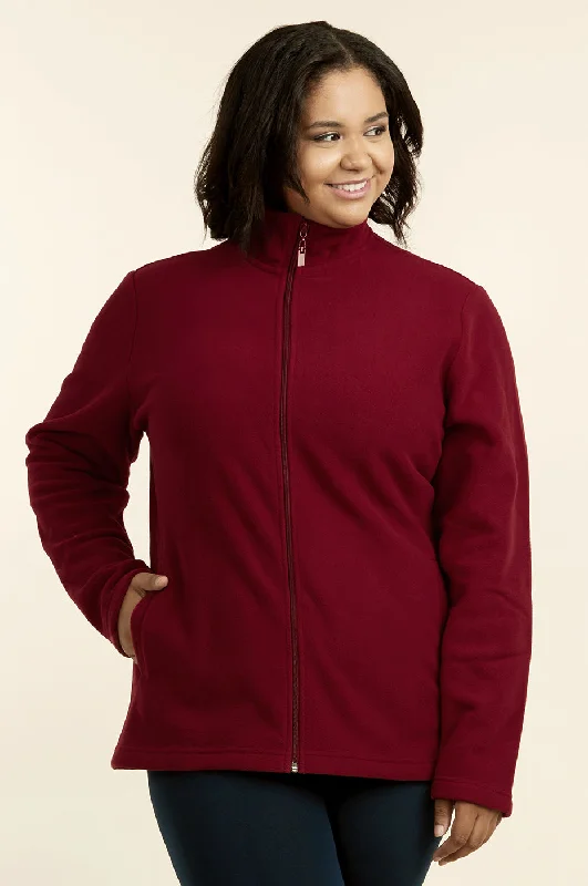 Elegant Wear SOFRA LADIES POLAR FLEECE JACKET PLUS SIZE (LPF200X_BURGUNDY)