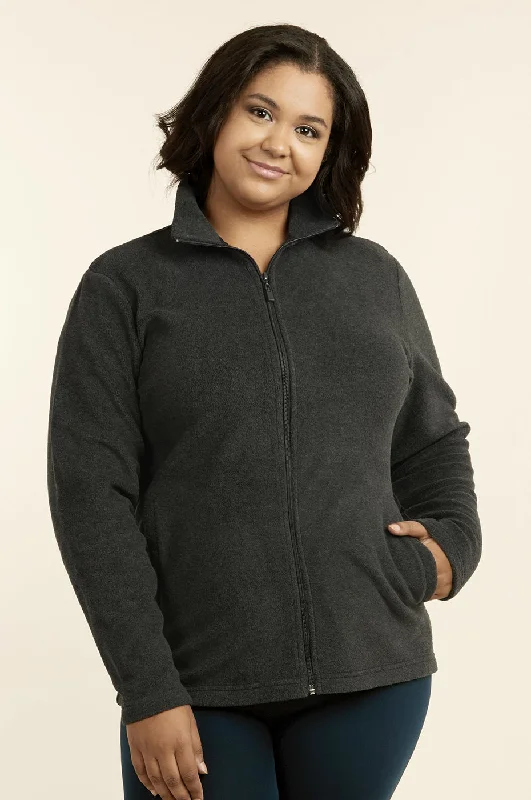 Urban Style SOFRA LADIES POLAR FLEECE JACKET PLUS SIZE (LPF200X_CHARCOAL)