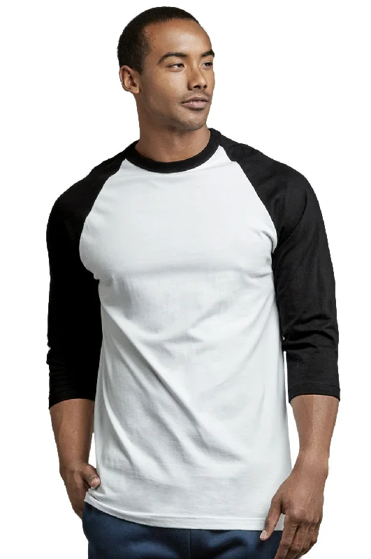 Free And Comfortable TOP PRO MEN'S 3/4 SLEEVE BASEBALL TEE (MBT001_BLK/WHT)