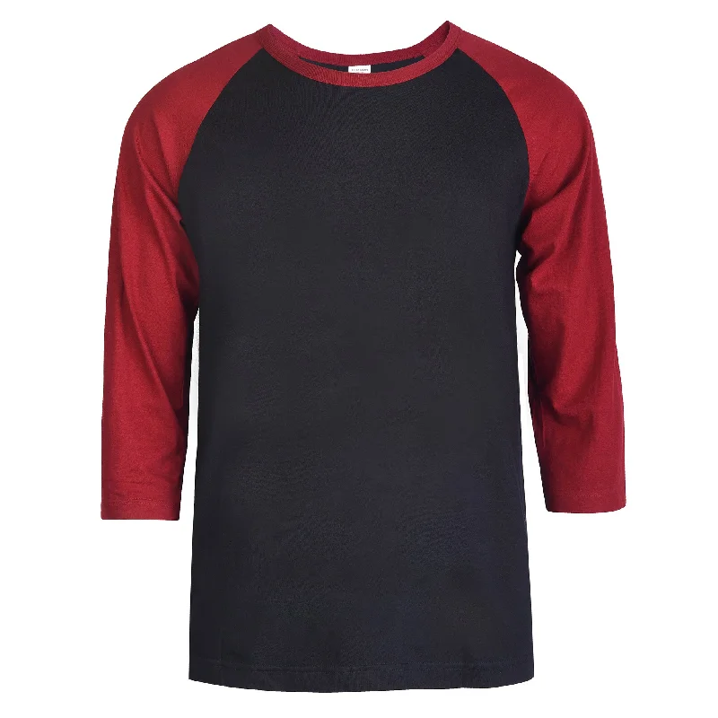 Unique Fashion TOP PRO MEN'S 3/4 SLEEVE BASEBALL TEE (MBT001_BUR/BL)