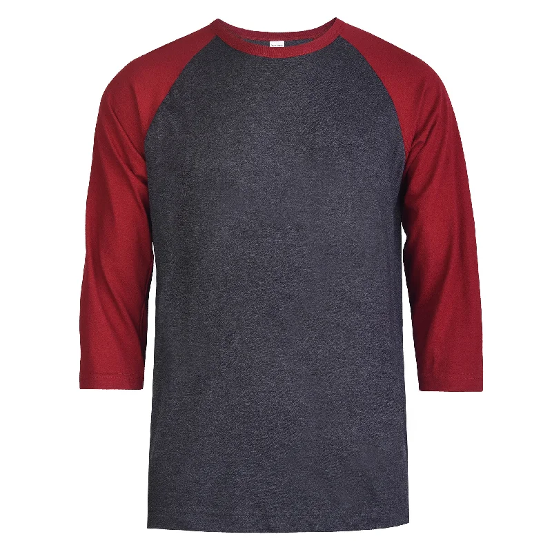 Fashion And Simplicity TOP PRO MEN'S 3/4 SLEEVE BASEBALL TEE (MBT001_BUR/C.GR)