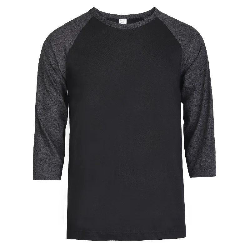 Energy Wear TOP PRO MEN'S 3/4 SLEEVE BASEBALL TEE (MBT001_C.GR/BLK)