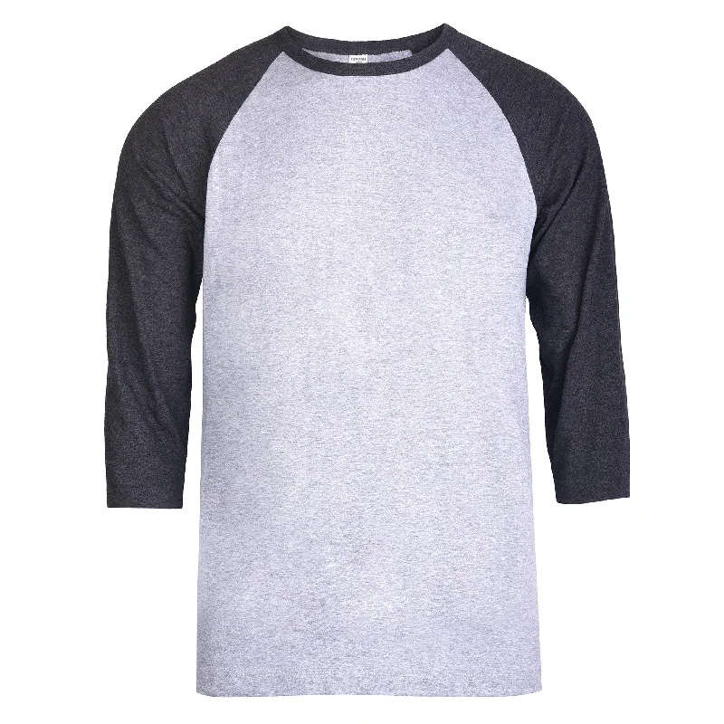 Casual Choice TOP PRO MEN'S 3/4 SLEEVE BASEBALL TEE (MBT001_C.GR/H.GR)