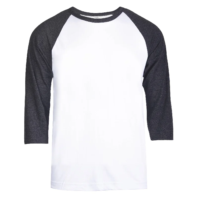 Classic Design TOP PRO MEN'S 3/4 SLEEVE BASEBALL TEE (MBT001_C.GR/WHT)