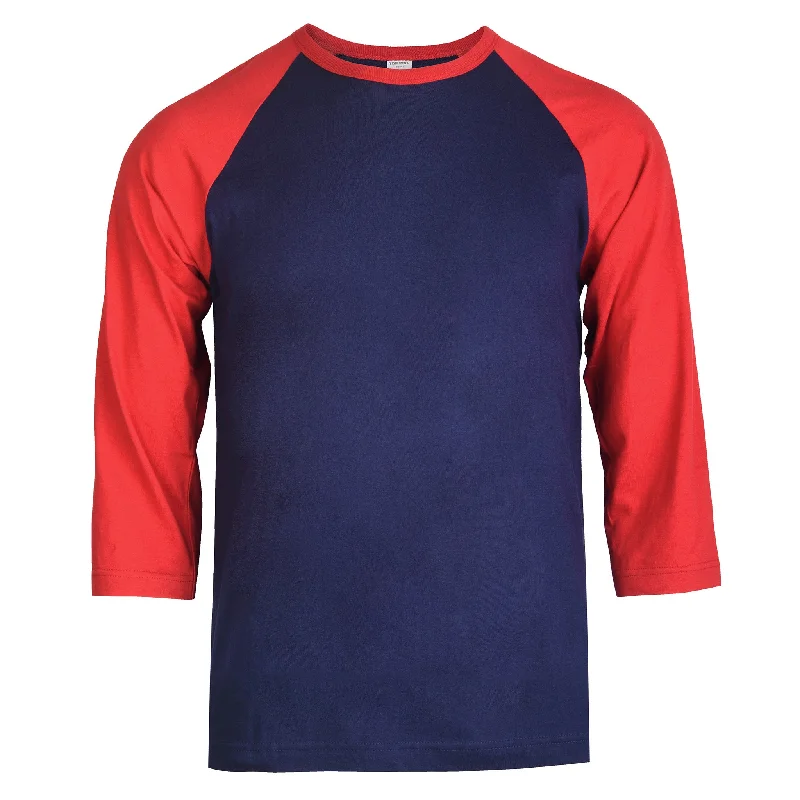 Elegant Outline TOP PRO MEN'S 3/4 SLEEVE BASEBALL TEE (MBT001_D.RED/NV)
