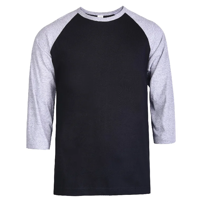Exquisite Tailoring TOP PRO MEN'S 3/4 SLEEVE BASEBALL TEE (MBT001_H.GR/BLK)