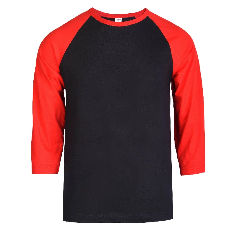 Casual Elegance TOP PRO MEN'S 3/4 SLEEVE BASEBALL TEE (MBT001_RD/BLK)