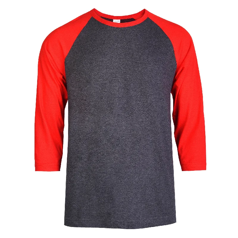 Modern Comfort TOP PRO MEN'S 3/4 SLEEVE BASEBALL TEE (MBT001_RED/C.GR)