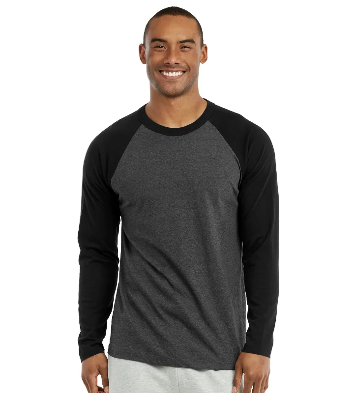 Warm Wear TOP PRO MEN'S LONG SLEEVE BASEBALL TEE (MBT002_BLK/C.GR)