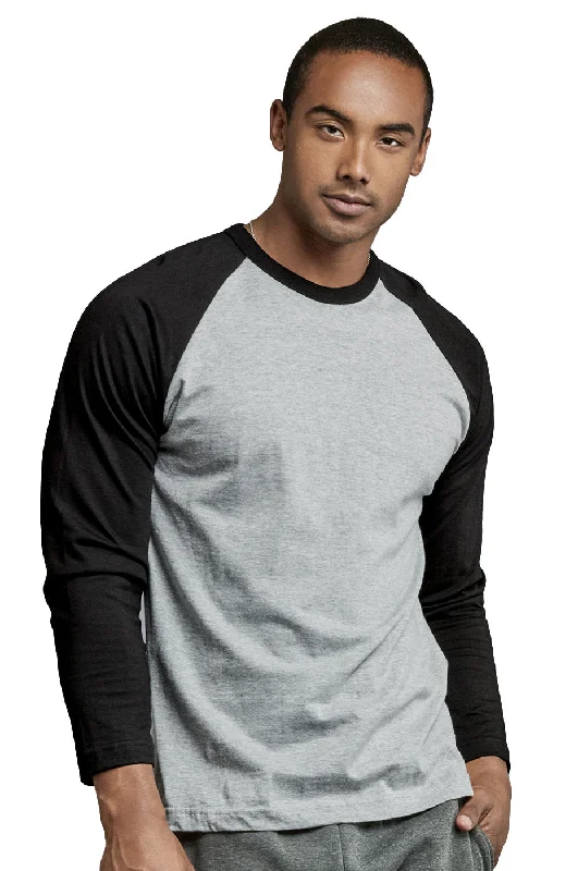 Urban Chic TOP PRO MEN'S LONG SLEEVE BASEBALL TEE (MBT002_BLK/LT.G)