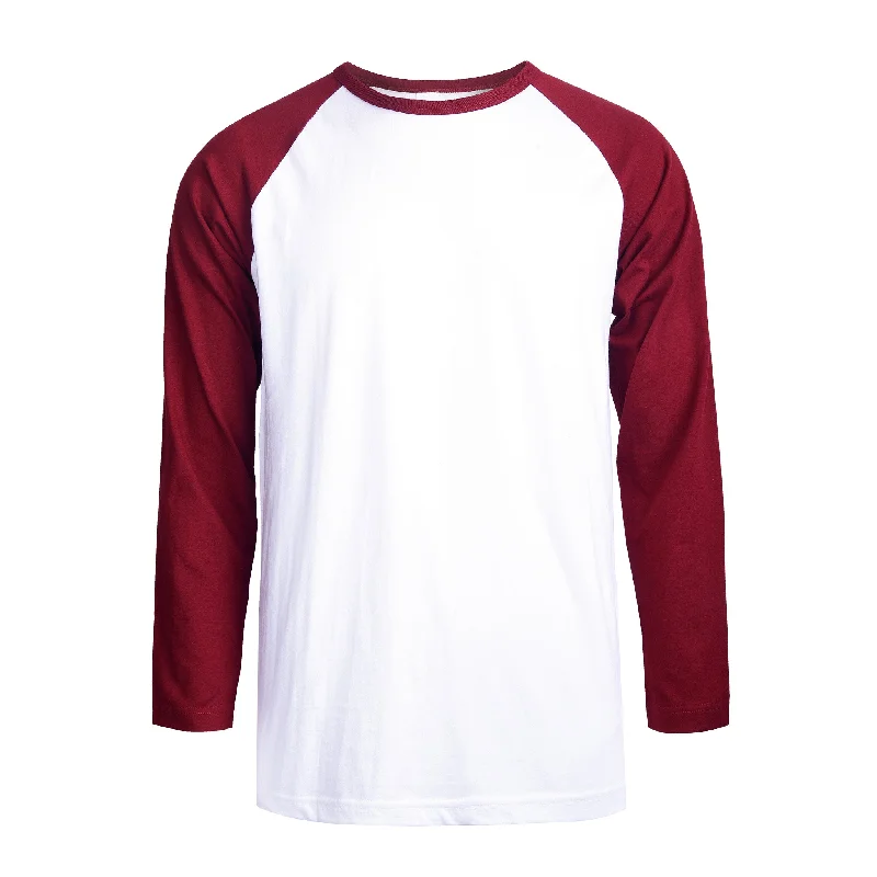Comfy Dress TOP PRO MEN'S LONG SLEEVE BASEBALL TEE (MBT002_BUR/WHT)