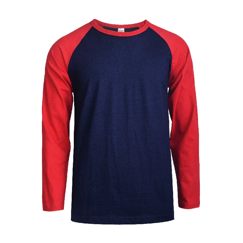 Soft Feel TOP PRO MEN'S LONG SLEEVE BASEBALL TEE (MBT002_D.RED/NV)