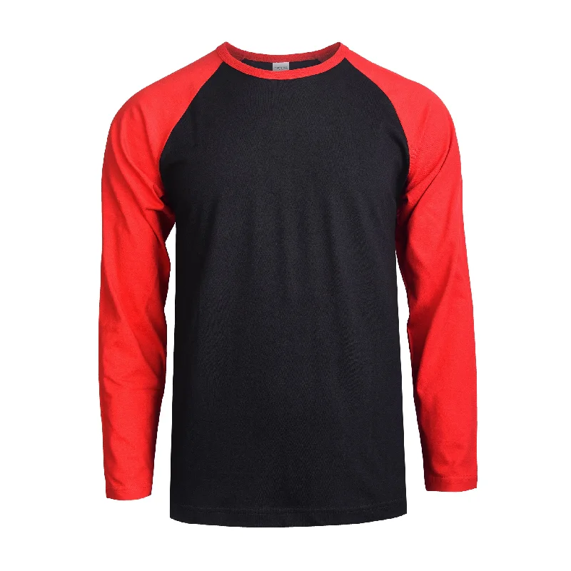 Relaxed Weekend Wear TOP PRO MEN'S LONG SLEEVE BASEBALL TEE (MBT002_RD/BLK)