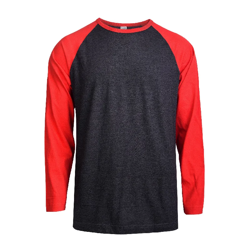 Cozy Street Style TOP PRO MEN'S LONG SLEEVE BASEBALL TEE (MBT002_RED/C.GR)