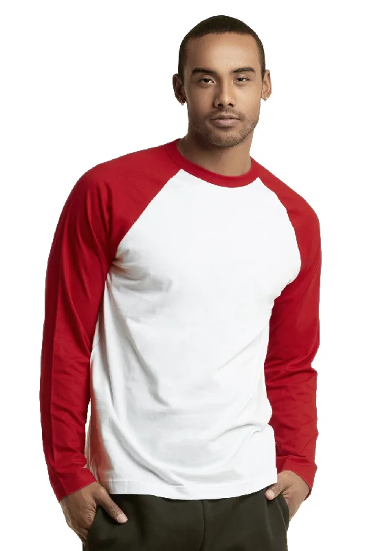 Easygoing Outfits TOP PRO MEN'S LONG SLEEVE BASEBALL TEE (MBT002_RED/WHT)
