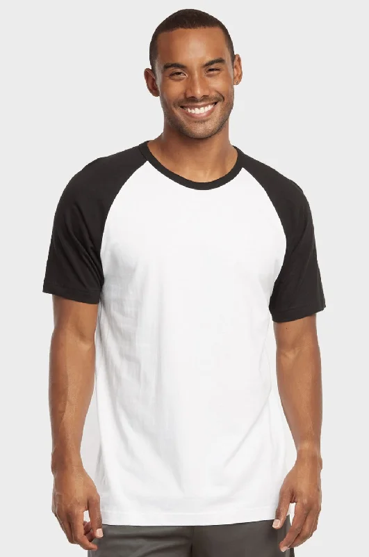 Trendy Traveler TOP PRO MEN'S SHORT SLEEVE BASEBALL TEE (MBT003_BLK/WHT)