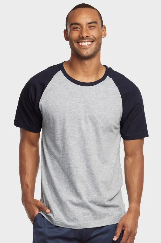 Cool Breeze At Night TOP PRO MEN'S SHORT SLEEVE BASEBALL TEE (MBT003_NV/LT.G)