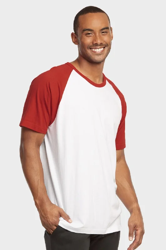 Elegant And Noble TOP PRO MEN'S SHORT SLEEVE BASEBALL TEE (MBT003_RED/WHT)