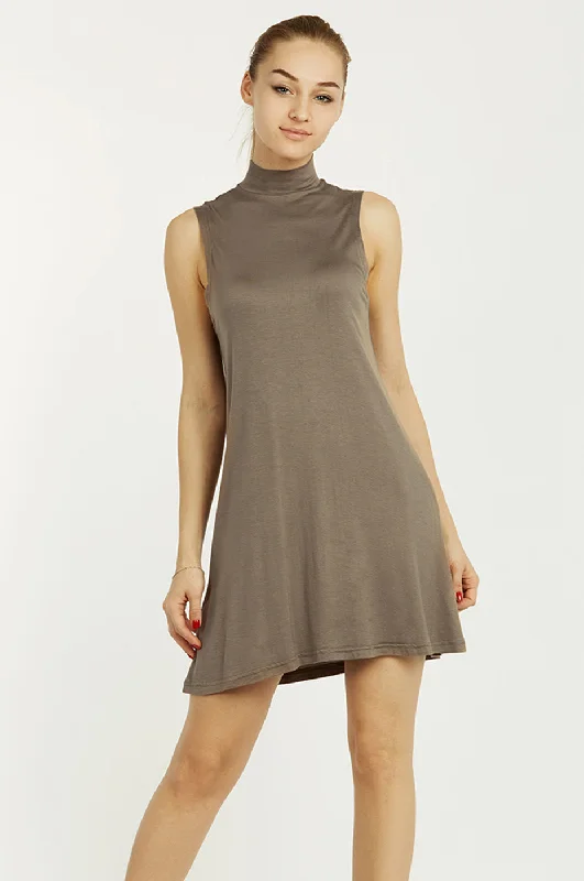 Luxury Temperament SOFRA LADIES MOCK NECK RAYON DRESS (RD006)
