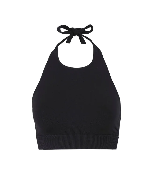 Windbreaker fashion REVITALISED Halterneck Top | Black
