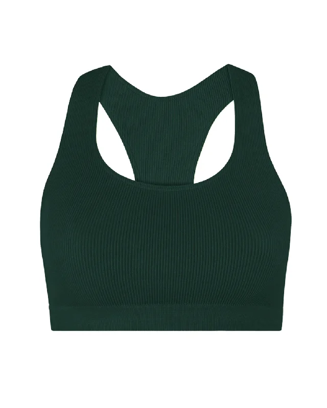 Trendy Items RIBBED ELATED Bra Top | Dark Green