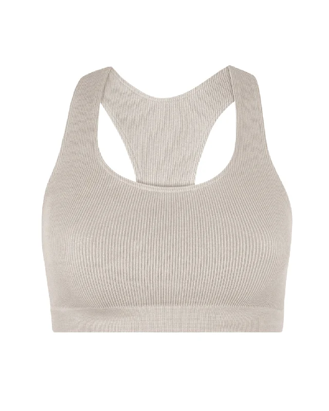 Cozy Fitting RIBBED ELATED Bra Top | Taupe