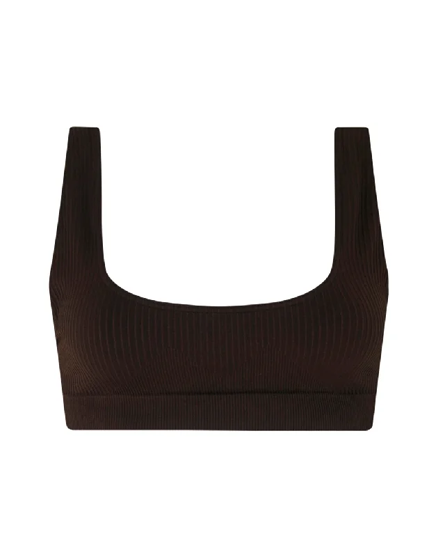 Stylish Fit WIDE RIBBED SERENE Bikini Bra Top | Black