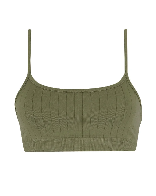 Fashionable Prints FLAT RIBBED SINCERE Bra Top | Olive
